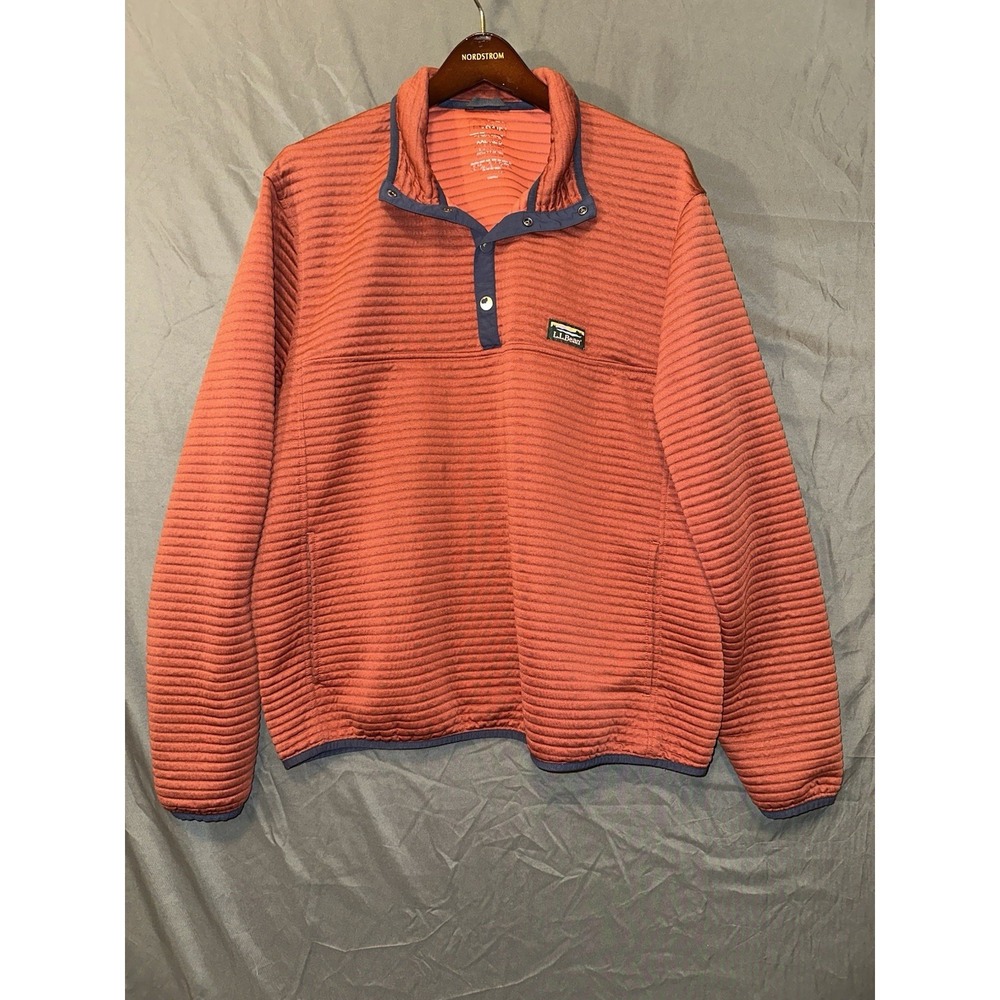 LL Bean Jacket Mens‎ XXL Orange Airlight Knit Pullover Quilted Snap T Outdoor